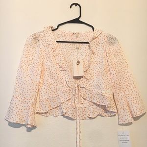 For Love & Lemons Star Print Ruffle Sleeve Blouse